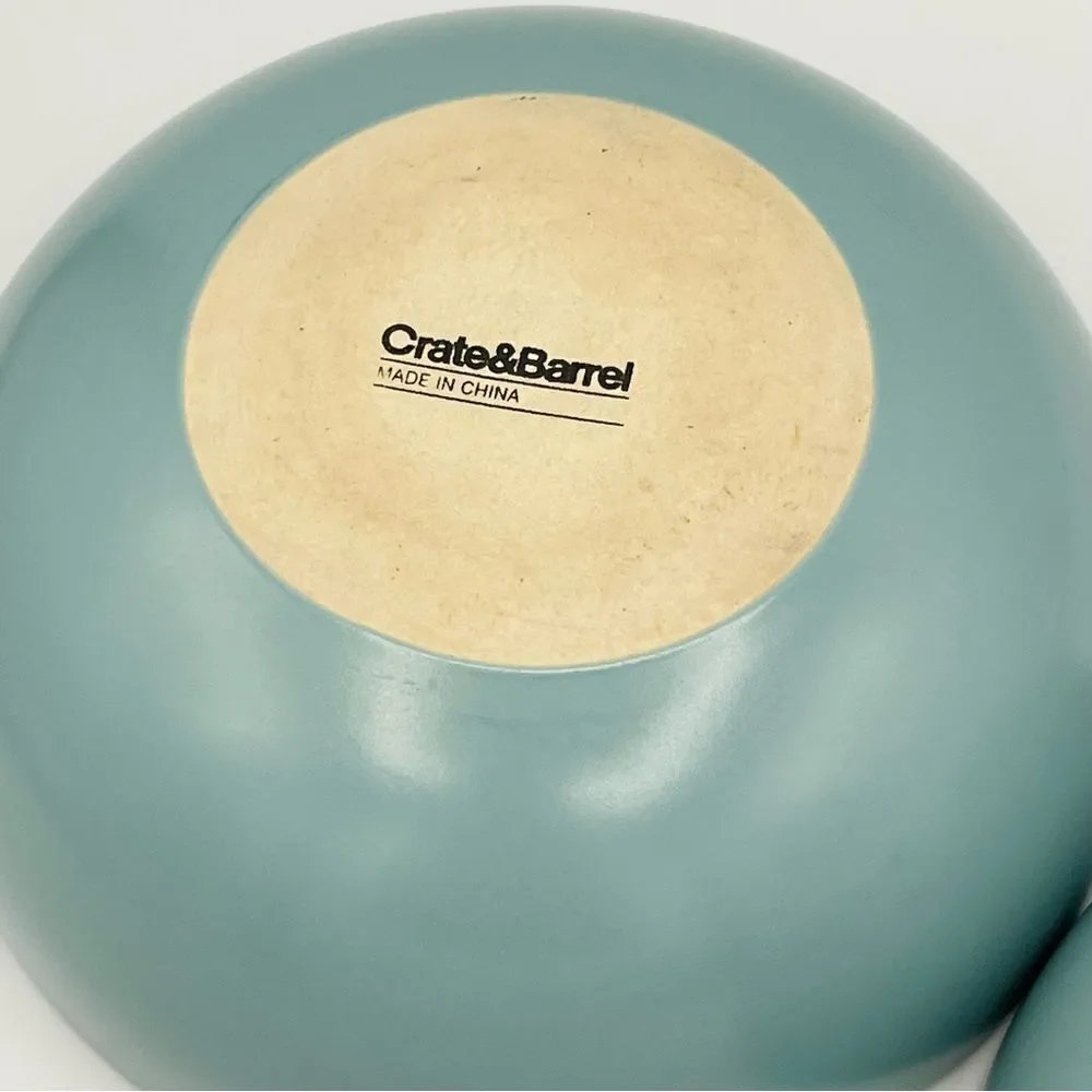 Crate&Barrel Blue Hue Matte Coupe Soup Cereal Bowls (2)